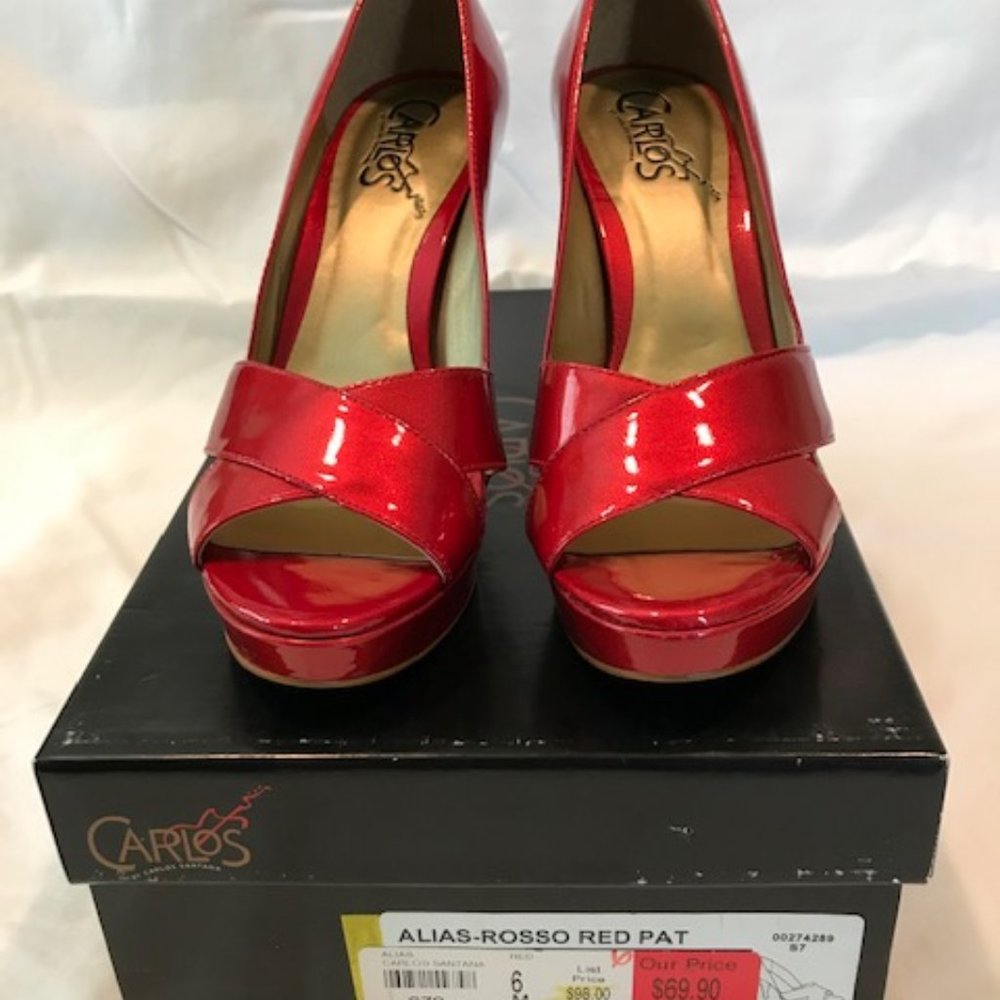 Carlos Santa Alias-Rosso Red Pat. Cross Open Toe